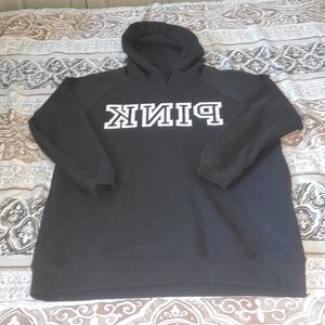 PINK Victoria's Secret Black Pullover Hoodie with White Logo